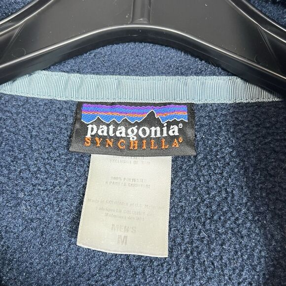 Patagonia Synchilla Sweatshirt Mens Medium Blue Snap Fleece 1/4 Pullover Outdoor - Picture 11 of 11